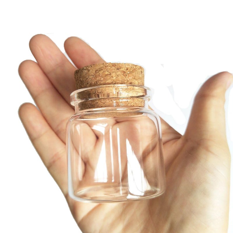 Luo House 3pcs 50ml Small Glass Bottles Vials Jars Glass with Cork Stopper Storage Bottle 50ml 47x50mm(1.85x1.96inch) - Image 1